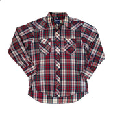 Vintage 80s red grey check western cowboy shirt size large by Wrangler